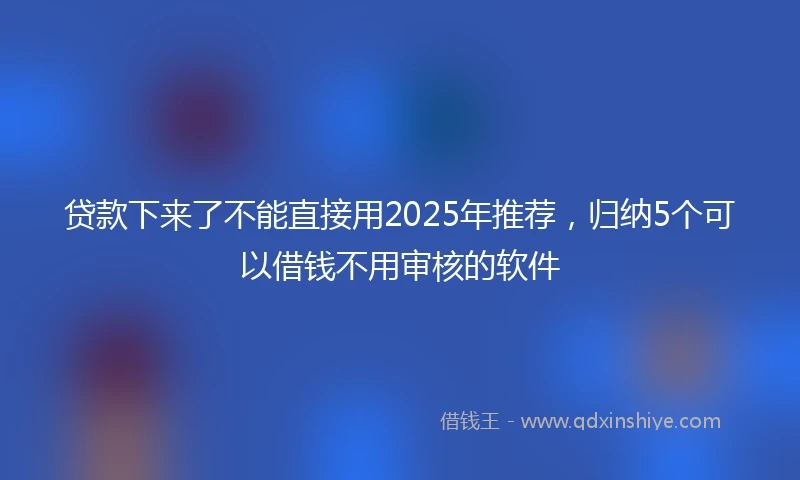 贷款下来了不能直接用2025年推荐，归纳5个可以借钱不用审核的软件