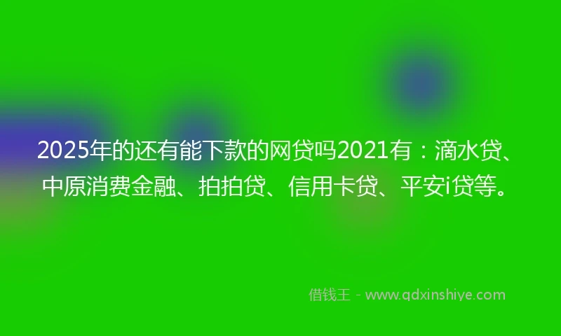 2025年的还有能下款的网贷吗2021有：滴水贷、中原消费金融、拍拍贷、信用卡贷、平安i贷等。