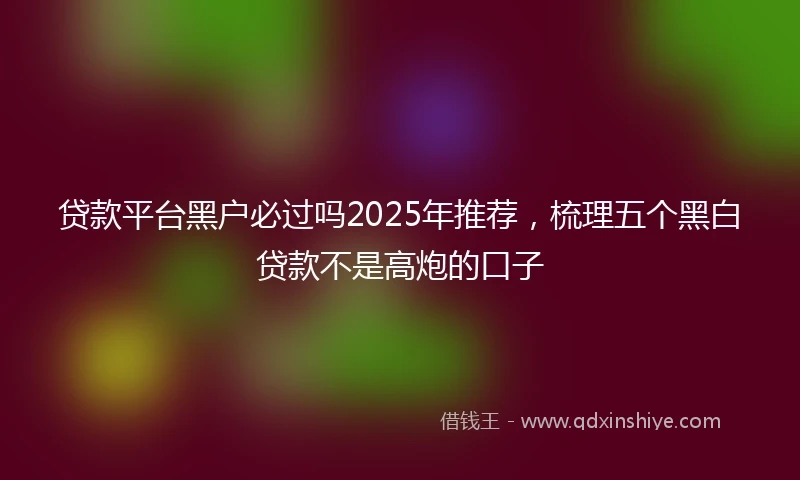 贷款平台黑户必过吗2025年推荐，梳理五个黑白贷款不是高炮的口子