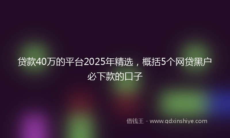 贷款40万的平台2025年精选，概括5个网贷黑户必下款的口子