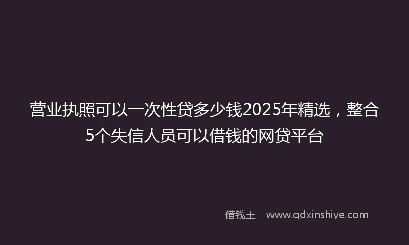 营业执照可以一次性贷多少钱2025年精选，整合5个失信人员可以借钱的网贷平台