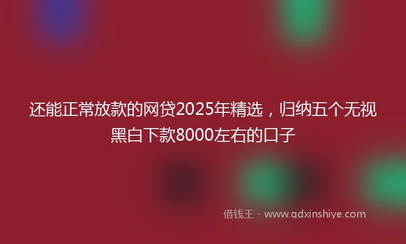 还能正常放款的网贷2025年精选，归纳五个无视黑白下款8000左右的口子