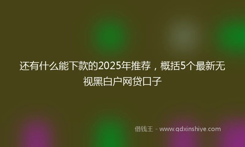 还有什么能下款的2025年推荐，概括5个最新无视黑白户网贷口子