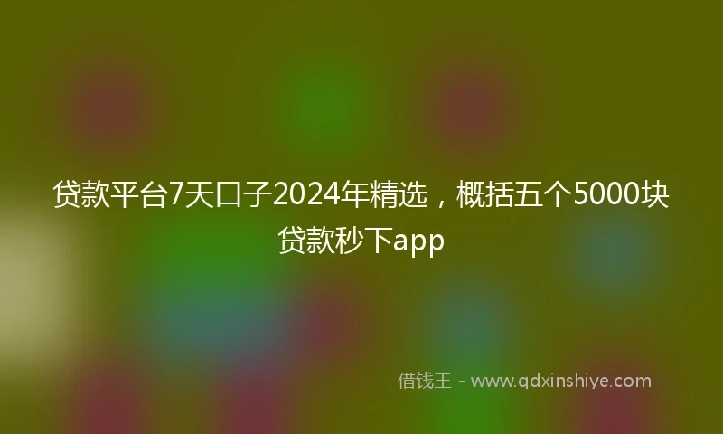 贷款平台7天口子2024年精选，概括五个5000块贷款秒下app