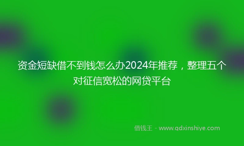 资金短缺借不到钱怎么办2024年推荐，整理五个对征信宽松的网贷平台