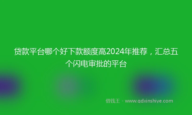贷款平台哪个好下款额度高2024年推荐，汇总五个闪电审批的平台