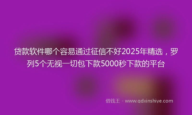 贷款软件哪个容易通过征信不好2025年精选，罗列5个无视一切包下款5000秒下款的平台