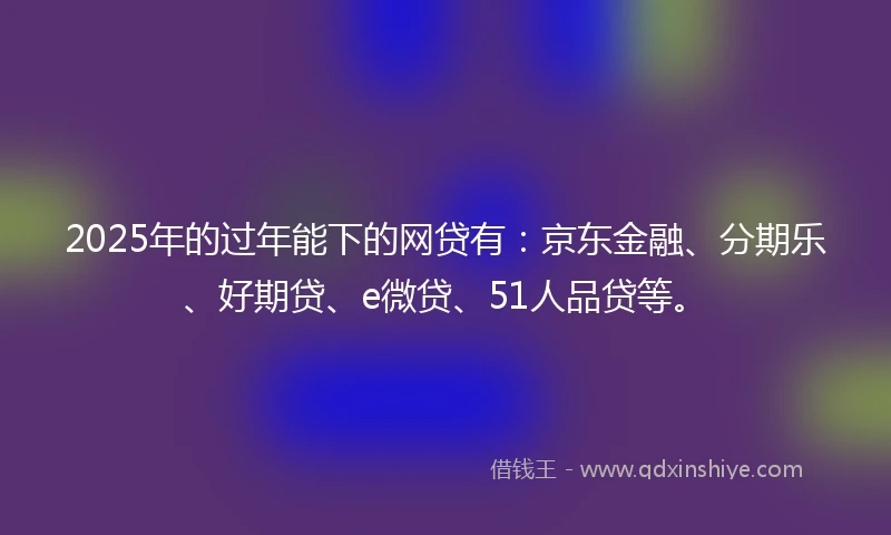 2025年的过年能下的网贷有：京东金融、分期乐、好期贷、e微贷、51人品贷等。