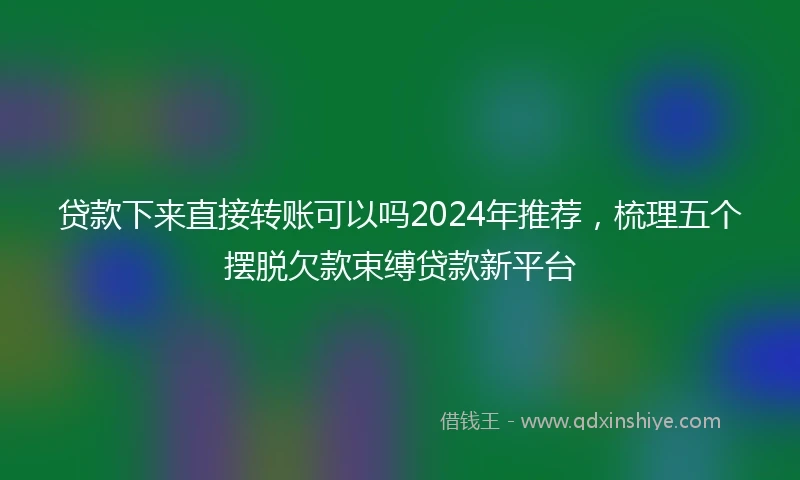 贷款下来直接转账可以吗2024年推荐，梳理五个摆脱欠款束缚贷款新平台