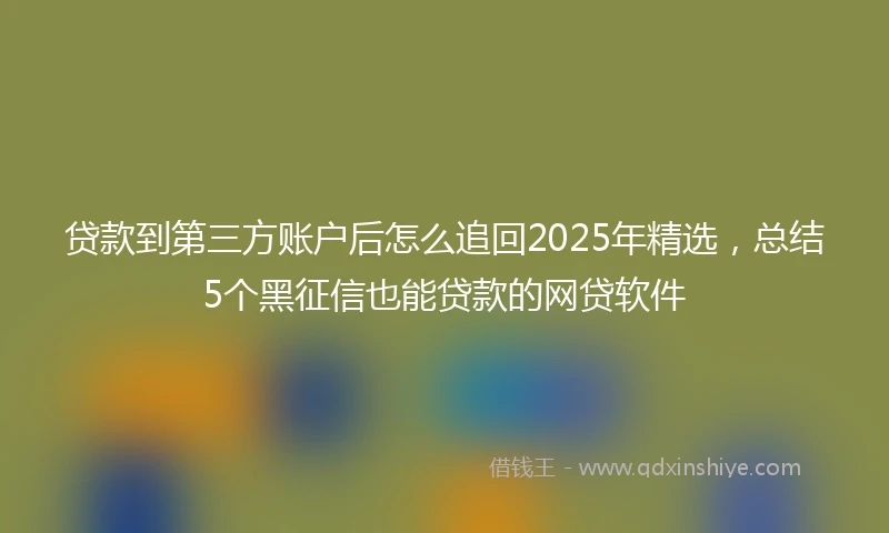 贷款到第三方账户后怎么追回2025年精选，总结5个黑征信也能贷款的网贷软件