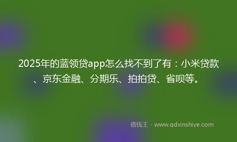 2025年的蓝领贷app怎么找不到了有：小米贷款、京东金融、分期乐、拍拍贷、省呗等。