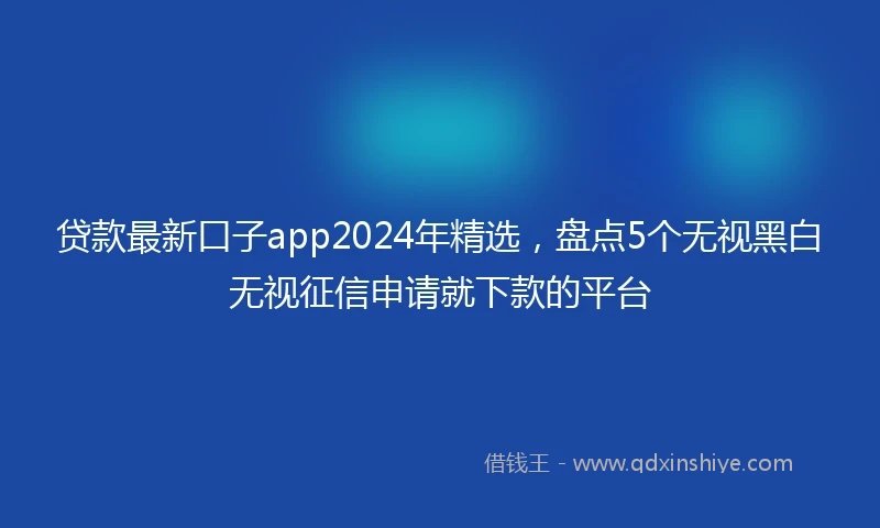 贷款最新口子app2024年精选，盘点5个无视黑白无视征信申请就下款的平台