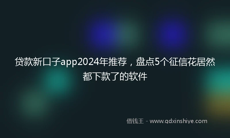 贷款新口子app2024年推荐，盘点5个征信花居然都下款了的软件