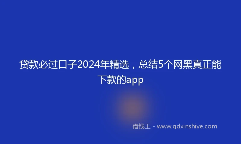 贷款必过口子2024年精选,总结5个网黑真正能下款的app