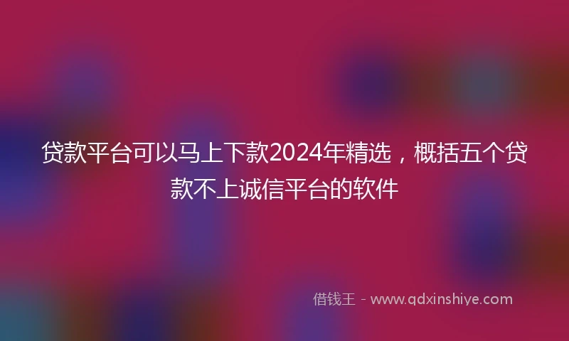 贷款平台可以马上下款2024年精选，概括五个贷款不上诚信平台的软件