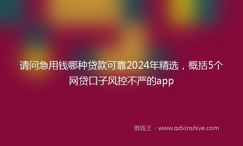 请问急用钱哪种贷款可靠2024年精选，概括5个网贷口子风控不严的app