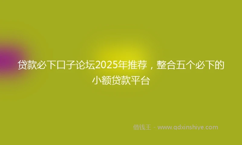 贷款必下口子论坛2025年推荐，整合五个必下的小额贷款平台