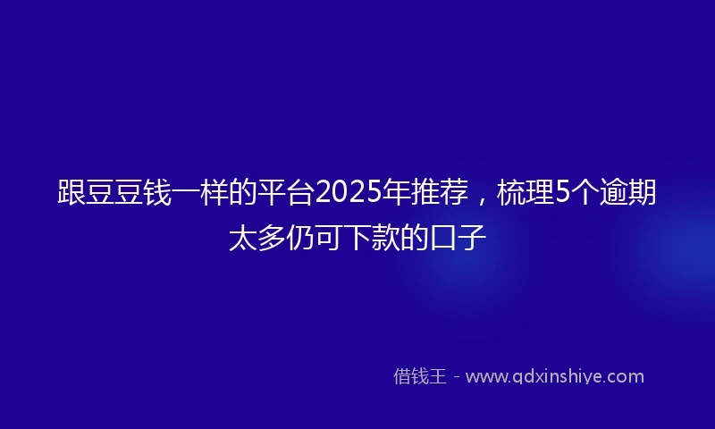 跟豆豆钱一样的平台2025年推荐，梳理5个逾期太多仍可下款的口子