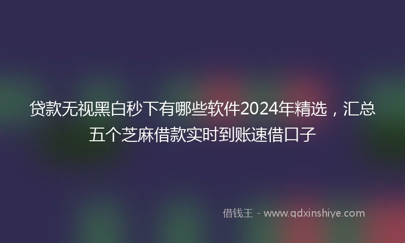 贷款无视黑白秒下有哪些软件2024年精选，汇总五个芝麻借款实时到账速借口子