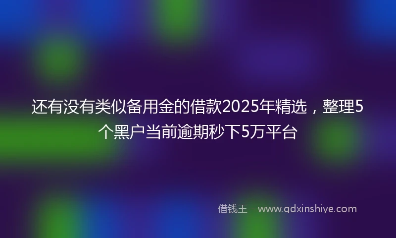 还有没有类似备用金的借款2025年精选，整理5个黑户当前逾期秒下5万平台