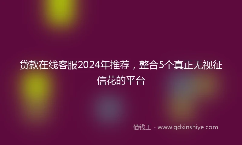 贷款在线客服2024年推荐，整合5个真正无视征信花的平台