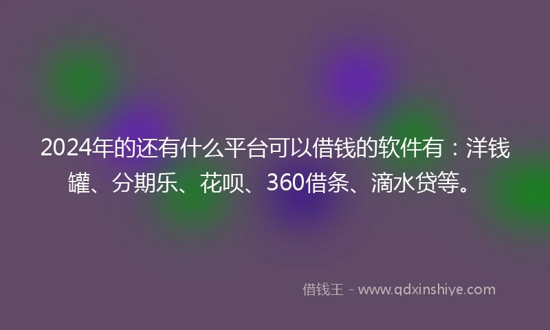 2024年的还有什么平台可以借钱的软件有：洋钱罐、分期乐、花呗、360借条、滴水贷等。