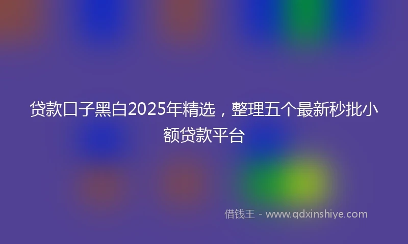 贷款口子黑白2025年精选，整理五个最新秒批小额贷款平台