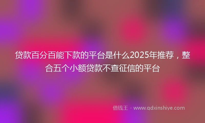 贷款百分百能下款的平台是什么2025年推荐，整合五个小额贷款不查征信的平台