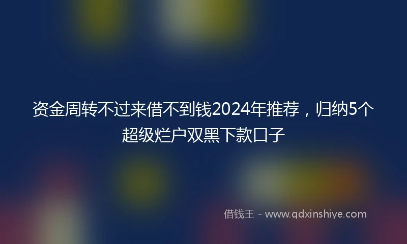 资金周转不过来借不到钱2024年推荐，归纳5个超级烂户双黑下款口子