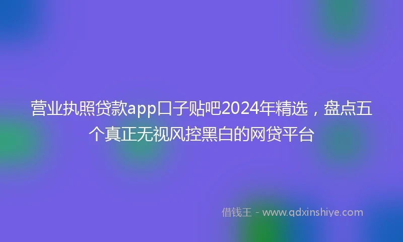 营业执照贷款app口子贴吧2024年精选，盘点五个真正无视风控黑白的网贷平台