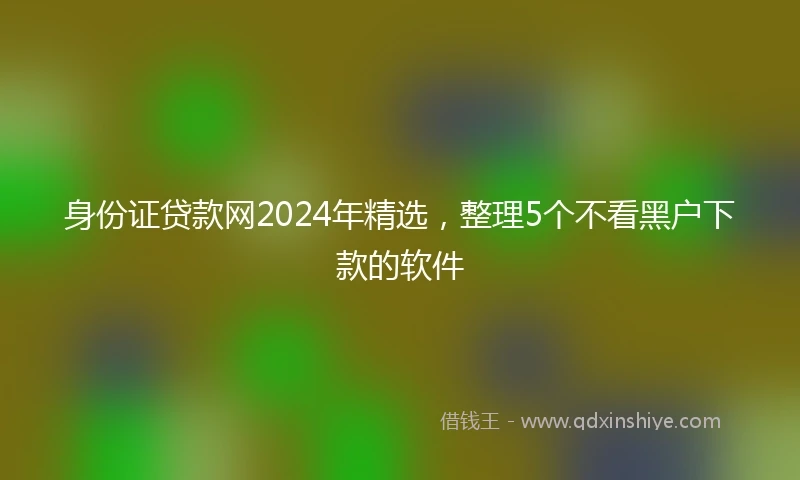 身份证贷款网2024年精选，整理5个不看黑户下款的软件