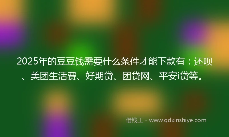 2025年的豆豆钱需要什么条件才能下款有：还呗、美团生活费、好期贷、团贷网、平安i贷等。