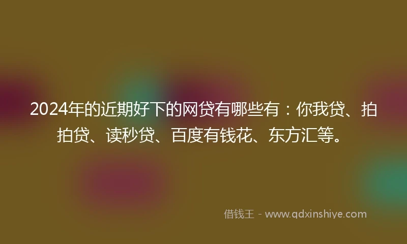 2024年的近期好下的网贷有哪些有：你我贷、拍拍贷、读秒贷、百度有钱花、东方汇等。