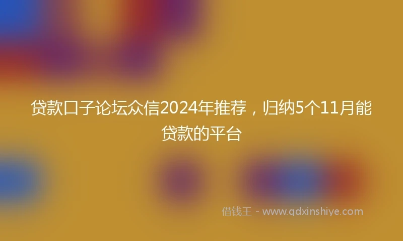 贷款口子论坛众信2024年推荐，归纳5个11月能贷款的平台