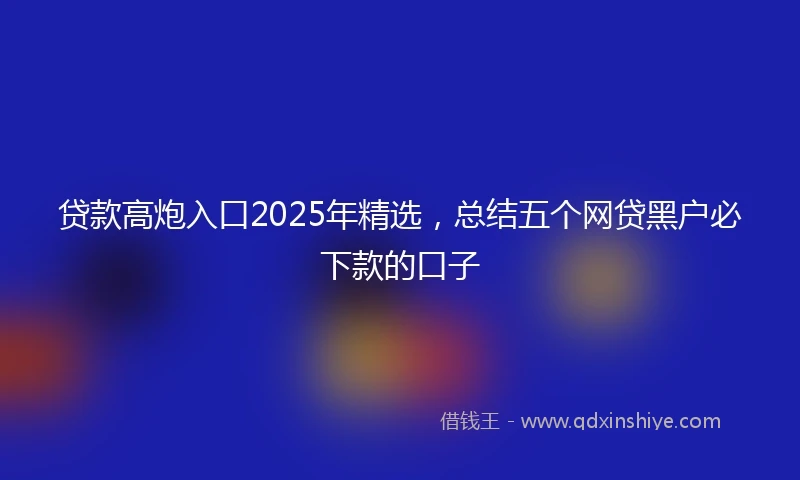 贷款高炮入口2025年精选，总结五个网贷黑户必下款的口子