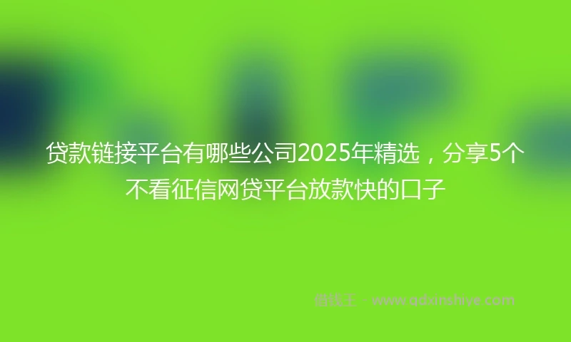 贷款链接平台有哪些公司2025年精选，分享5个不看征信网贷平台放款快的口子