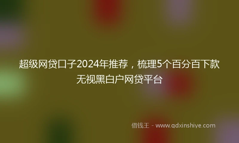 超级网贷口子2024年推荐，梳理5个百分百下款无视黑白户网贷平台