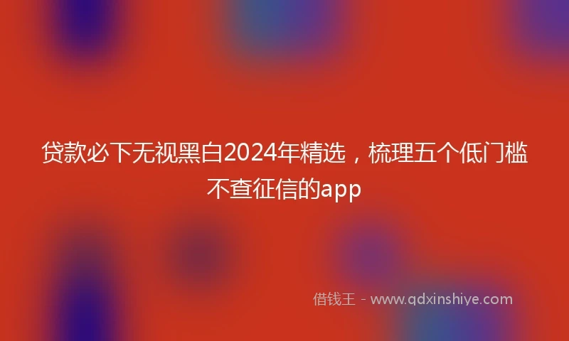 贷款必下无视黑白2024年精选，梳理五个低门槛不查征信的app