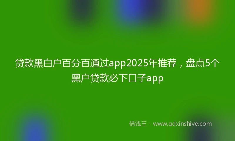 贷款黑白户百分百通过app2025年推荐，盘点5个黑户贷款必下口子app