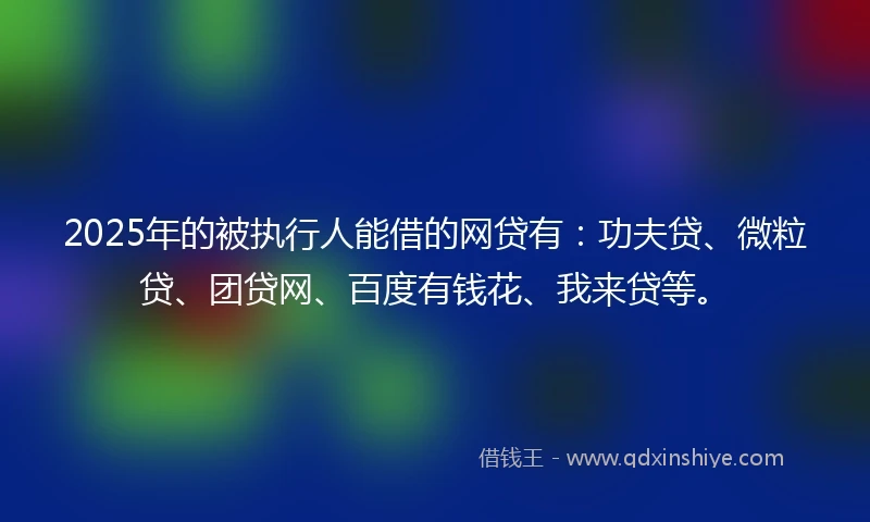 2025年的被执行人能借的网贷有：功夫贷、微粒贷、团贷网、百度有钱花、我来贷等。