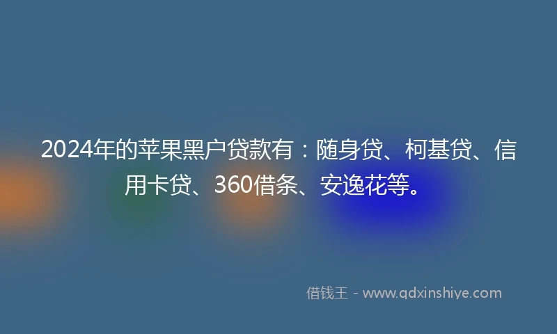 2024年的苹果黑户贷款有：随身贷、柯基贷、信用卡贷、360借条、安逸花等。