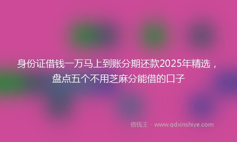 身份证借钱一万马上到账分期还款2025年精选，盘点五个不用芝麻分能借的口子