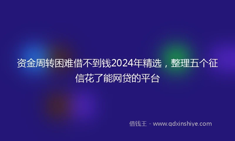 资金周转困难借不到钱2024年精选，整理五个征信花了能网贷的平台