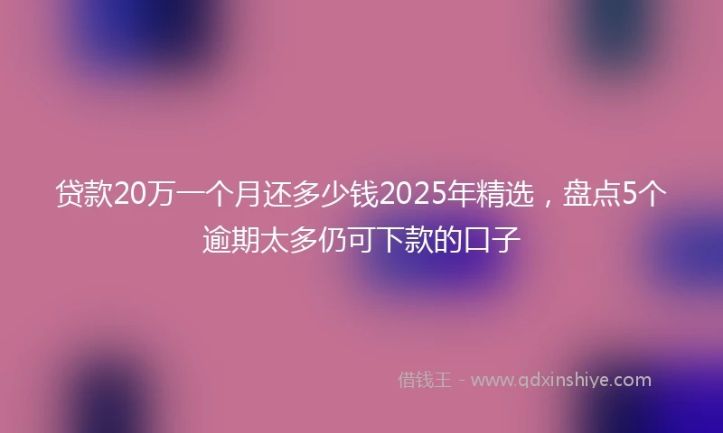 贷款20万一个月还多少钱2025年精选，盘点5个逾期太多仍可下款的口子