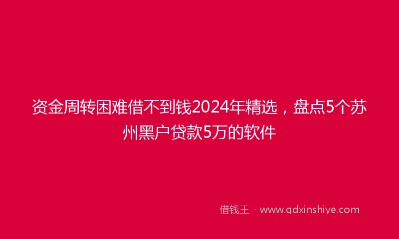 资金周转困难借不到钱2024年精选,盘点5个苏州黑户贷款5万的软件