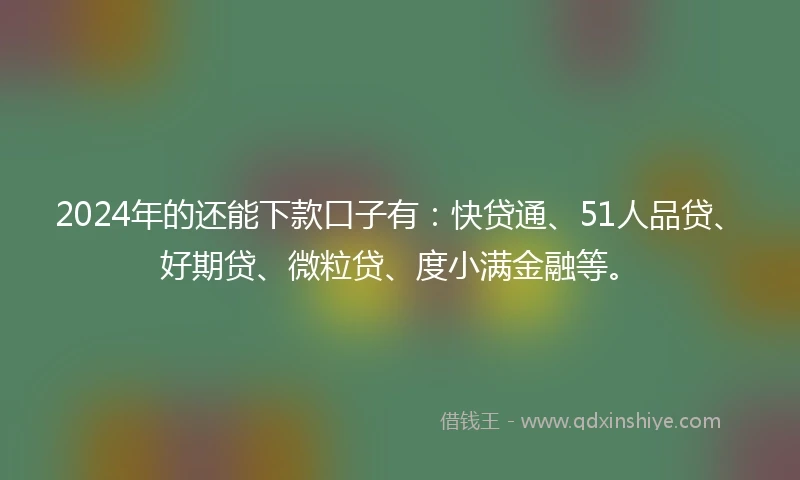 2024年的还能下款口子有：快贷通、51人品贷、好期贷、微粒贷、度小满金融等。