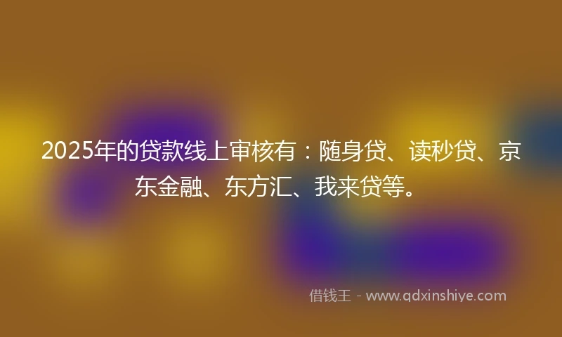 2025年的贷款线上审核有：随身贷、读秒贷、京东金融、东方汇、我来贷等。