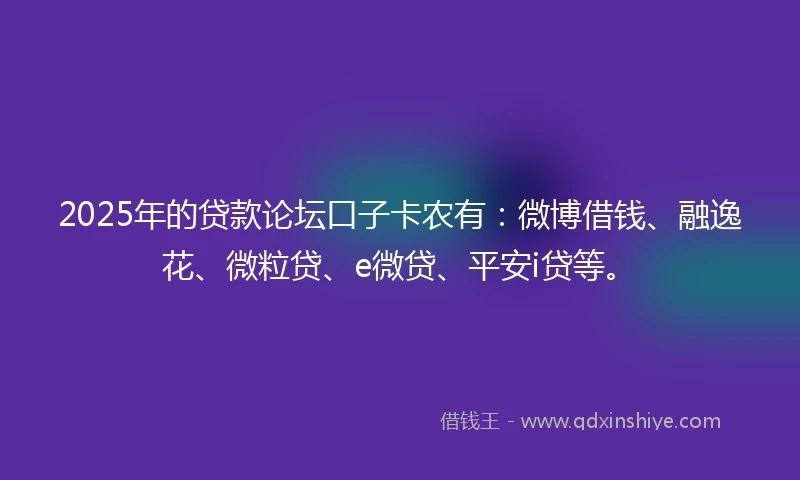 2025年的贷款论坛口子卡农有：微博借钱、融逸花、微粒贷、e微贷、平安i贷等。