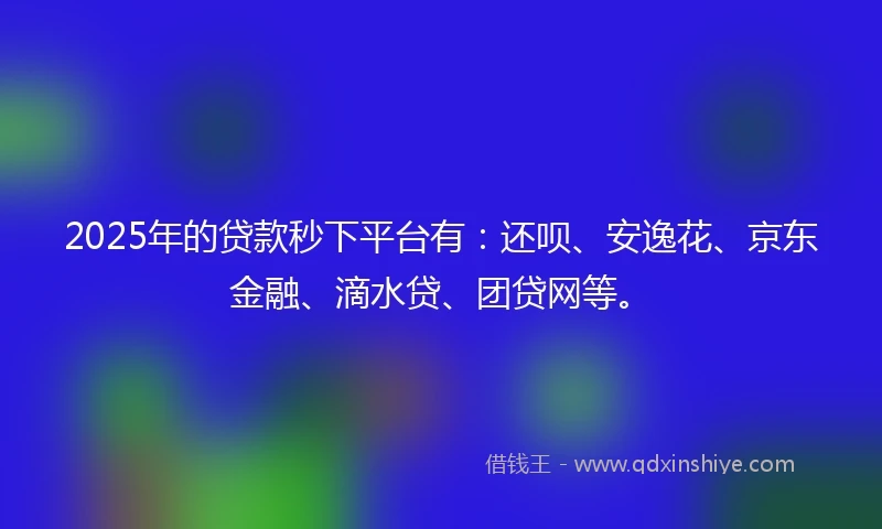 2025年的贷款秒下平台有：还呗、安逸花、京东金融、滴水贷、团贷网等。