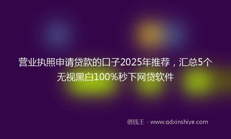 营业执照申请贷款的口子2025年推荐，汇总5个无视黑白100%秒下网贷软件